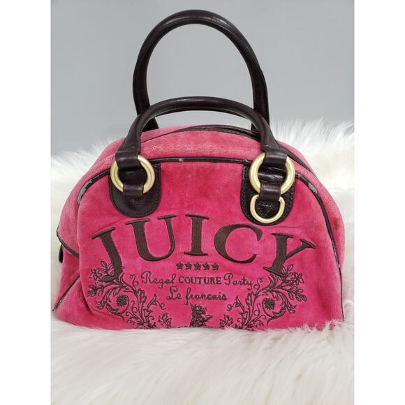 Juicy Couture Handbags - Vintage Juicy Couture Bowler Bag Y2K Pink Velvet